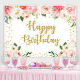 Blumen Und Funkeln Glücklich Geburtstag Hintergrund Für Mädchen